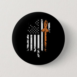 Cancer Awareness Vintage Us American Flag 2 Inch Round Button