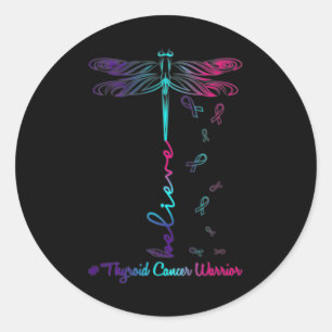 Cancer Awareness Warrior Dragonfly Believe Hope  Classic Round Sticker