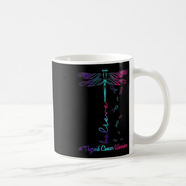 Cancer Awareness Warrior Dragonfly Believe Hope  Coffee Mug (Right)