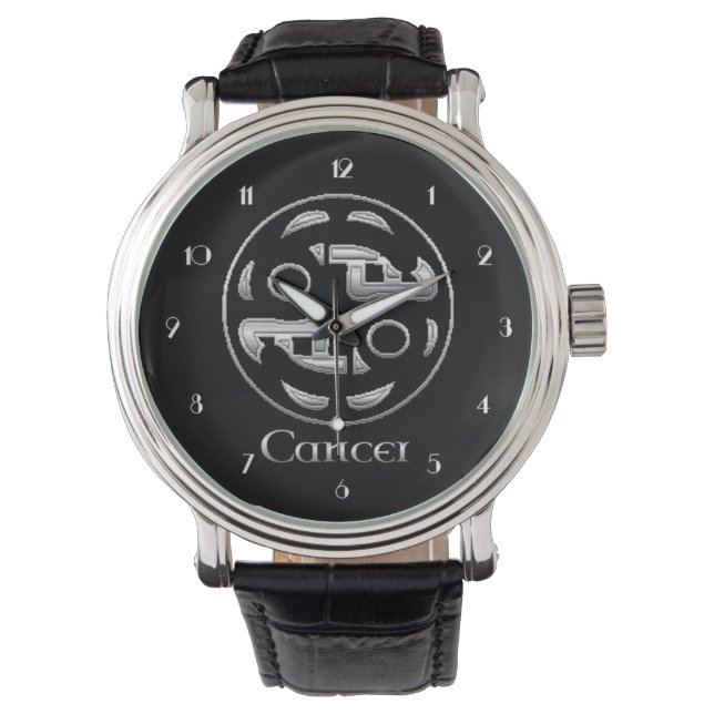 Cancer Birth Sign Celtic Knot Zodiac Wrist Watch (Front)