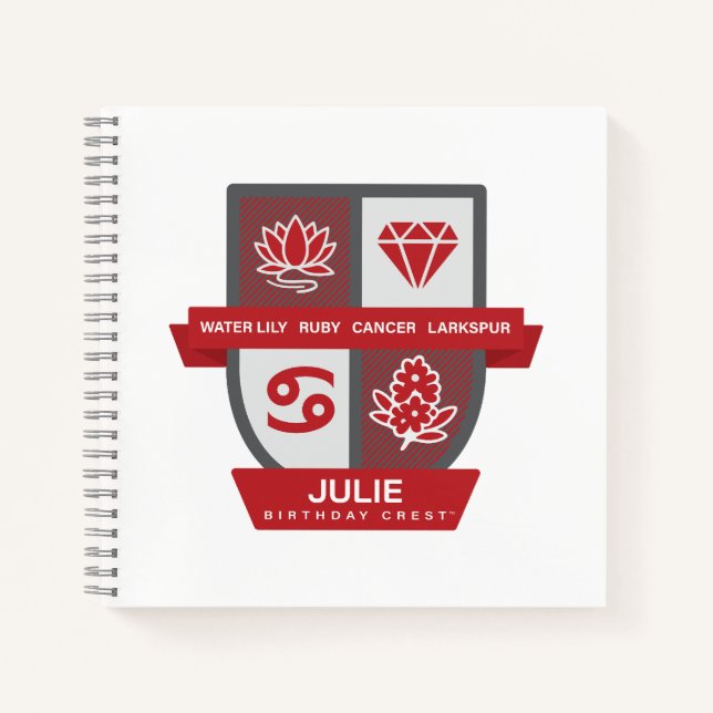 Cancer Birthday Crest™ for July 1-22 Notebook (Front)