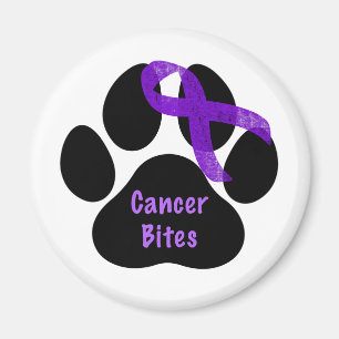 Cancer Bites Dog Paw Purple Ribbon Lymphoma Cancer Magnet