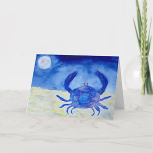 Cancer Blue Zodiac Symbol Birthday Card