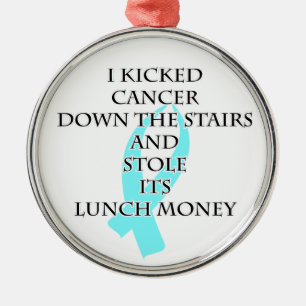 Cancer Bully (Light Blue Ribbon) Metal Ornament