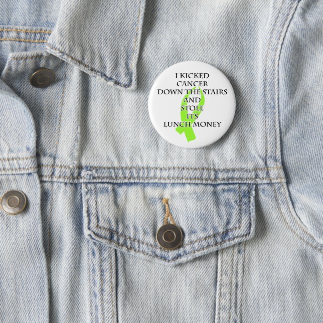 Cancer Bully (Lime Green Ribbon) 2 Inch Round Button (In Situ)