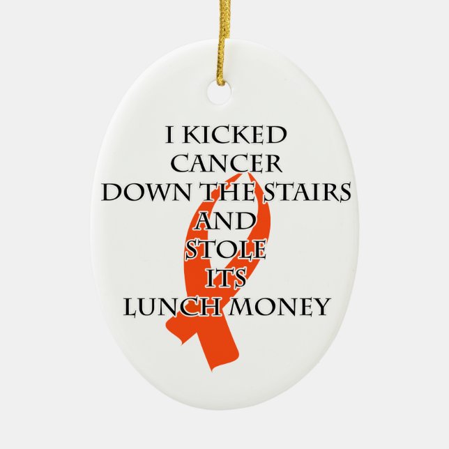Cancer Bully (Orange Ribbon) Ceramic Ornament (Front)