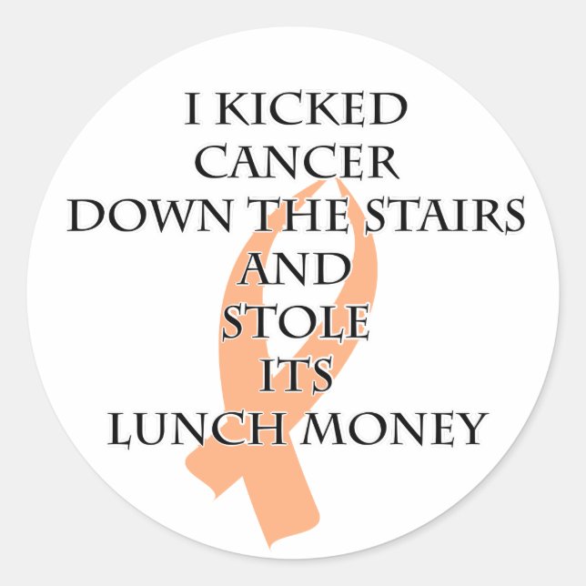 Cancer Bully (Peach Ribbon) Classic Round Sticker (Front)