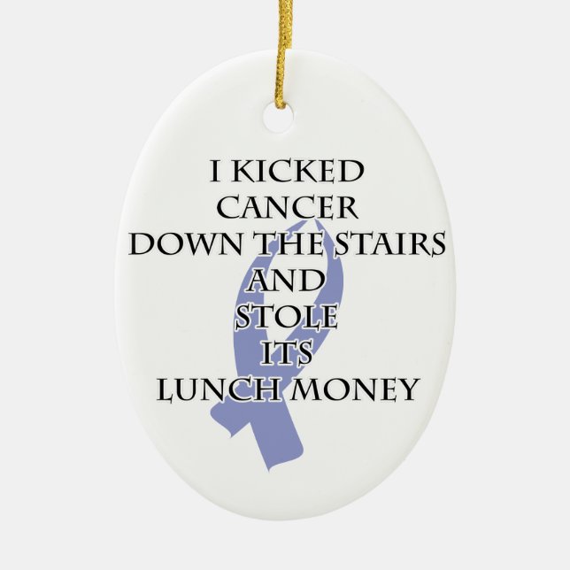 Cancer Bully (Periwinkle Ribbon) Ceramic Ornament (Front)