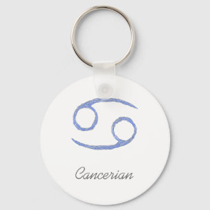 Cancer. Cancerian Zodiac Astrological Sign. Blue Keychain