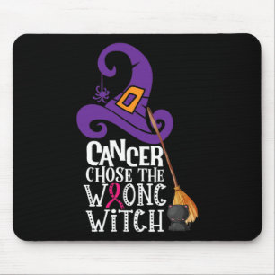 Cancer Chose The Wrong Witch Breast Cancer Hallowe Mouse Pad