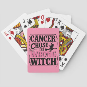 Cancer Chose the Wrong Witch Halloween Awareness Playing Cards