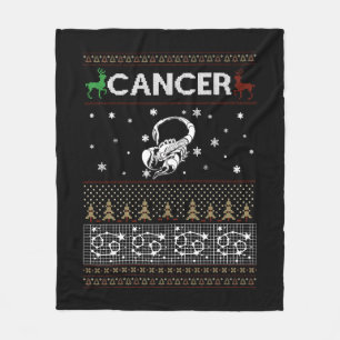 Cancer Christmas Ugly Sweater Fleece Blanket