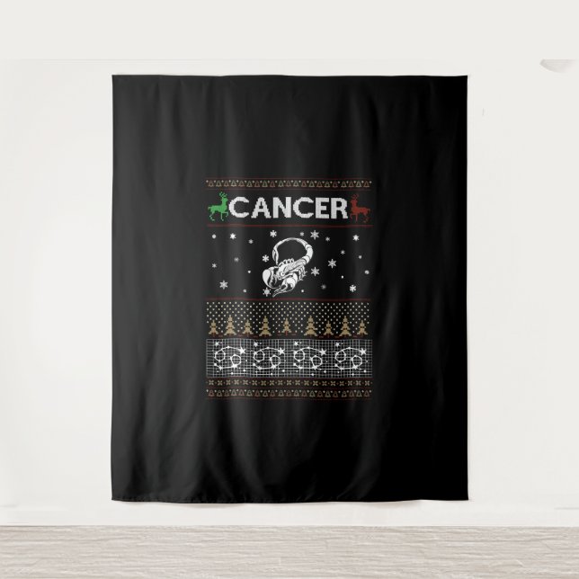 Cancer Christmas Ugly Sweater Tapestry (Front)