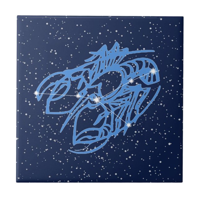 Cancer Constellation and Sun Sign with Stars Tile (Front)