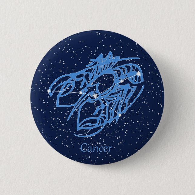 Cancer Constellation and Zodiac Sign with Stars 2 Inch Round Button (Front)