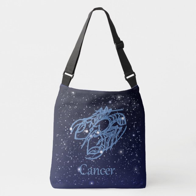 Cancer Constellation and Zodiac Sign with Stars Crossbody Bag (Front)