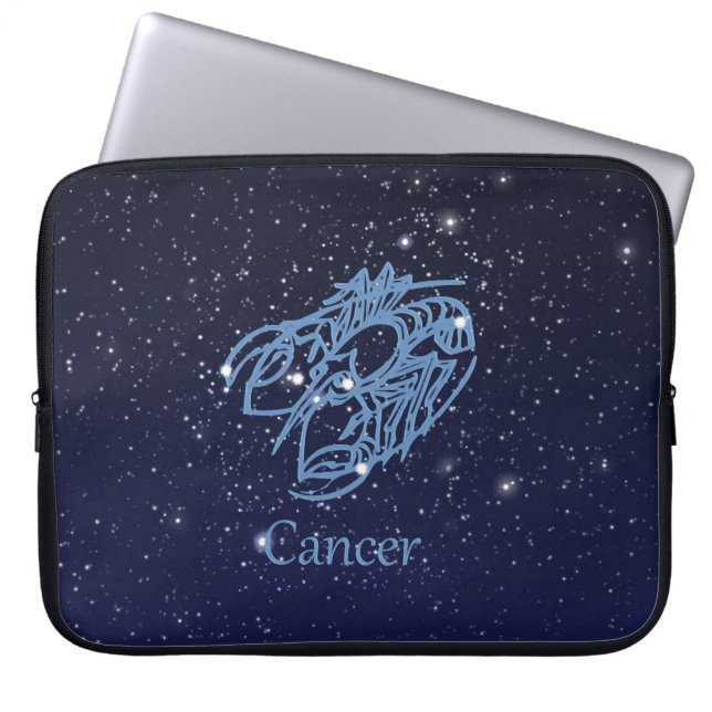 Cancer Constellation and Zodiac Sign with Stars Laptop Sleeve (Front)