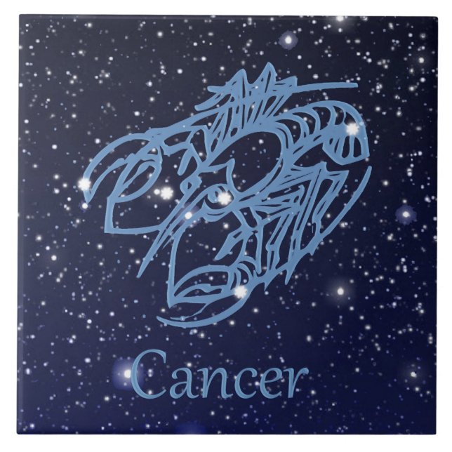 Cancer Constellation and Zodiac Sign with Stars Tile (Front)
