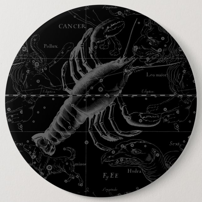 Cancer Constellation Hevelius 1690 Decor 6 Inch Round Button (Front)