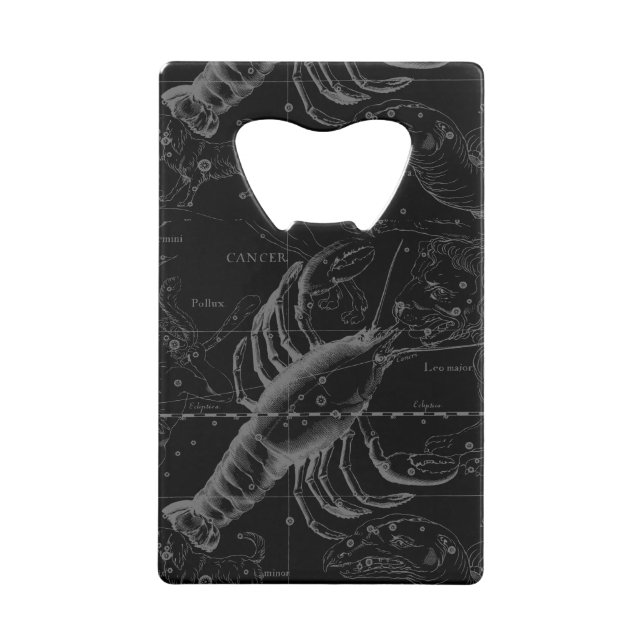 Cancer Constellation Map Black Hevelius circa 1690 Wallet Bottle Opener (Back)