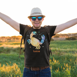Cancer Constellation Zodiac Watercolor Star Galaxy T-Shirt