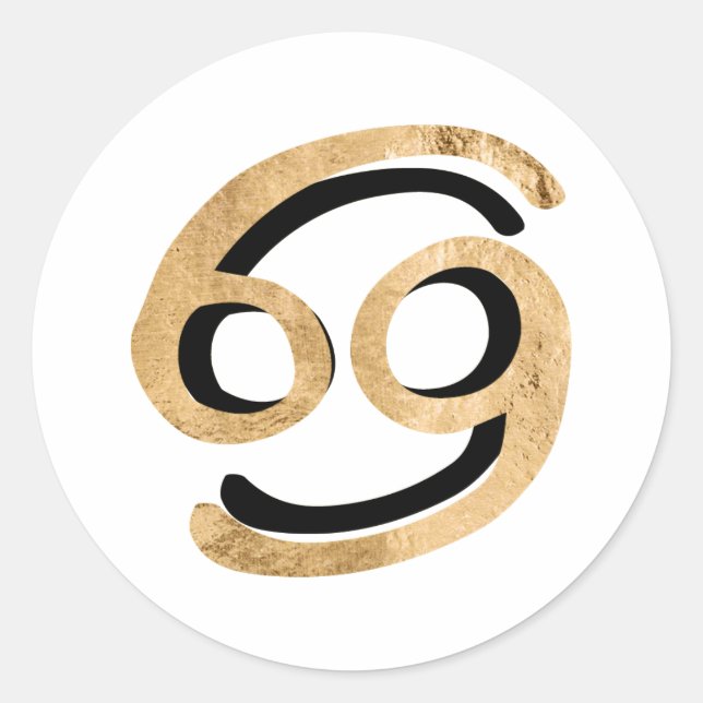Cancer crab astrology zodiac symbol gold black classic round sticker (Front)