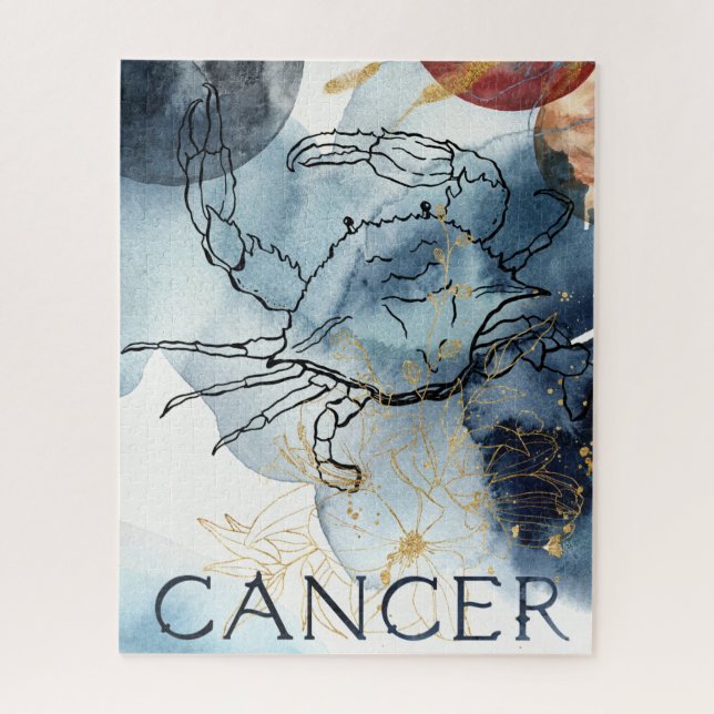 Cancer crab blue black zodiac astrology planets ji jigsaw puzzle (Vertical)