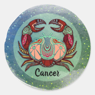Cancer Crab Retro Badge Classic Round Sticker