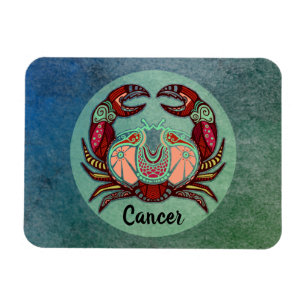 Cancer Crab Retro Badge Magnet