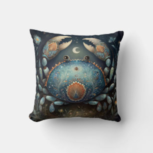 Cancer Crab Zodiac Astrology Mystical Birthday Throw Pillow