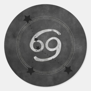 Cancer Crab zodiac constellation black gold Classic Round Sticker