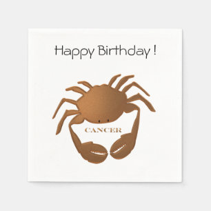 Cancer Crab Zodiac Happy Birthday Napkin