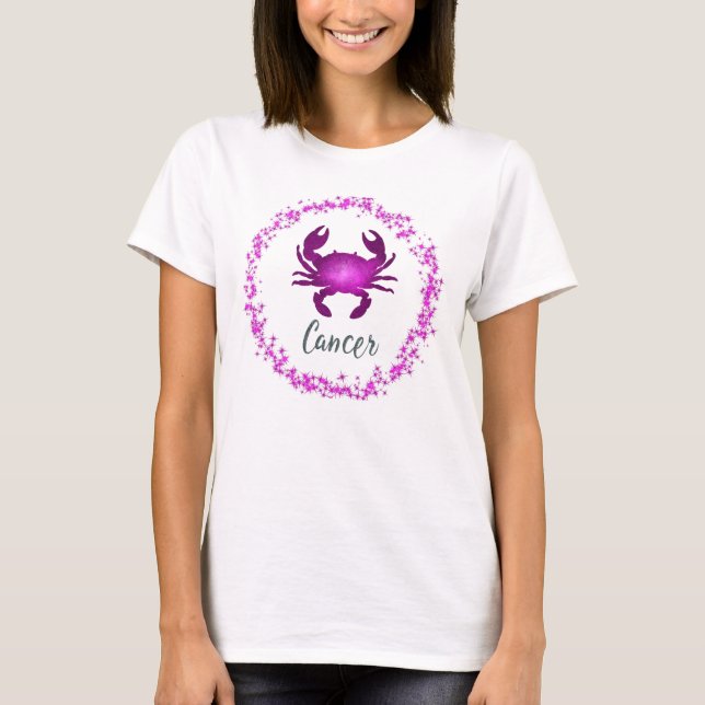 Cancer Crab Zodiac Sign Astrology pink sparkle T-Shirt (Front)