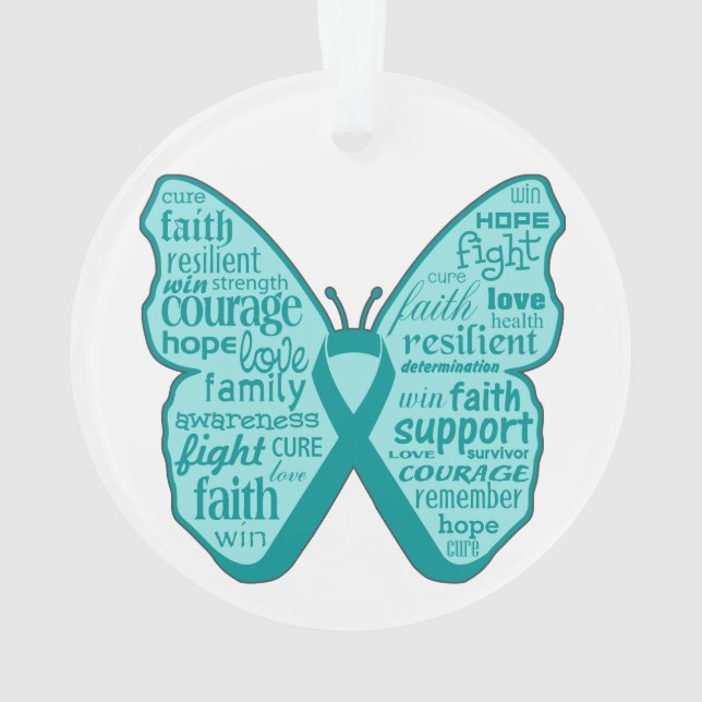 Cancer de l'ovaire Papillon Collage de mots (dos)