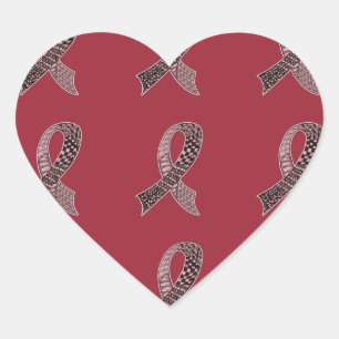 Cancer Disease Awareness Ribbon Pick Any Colour Heart Sticker
