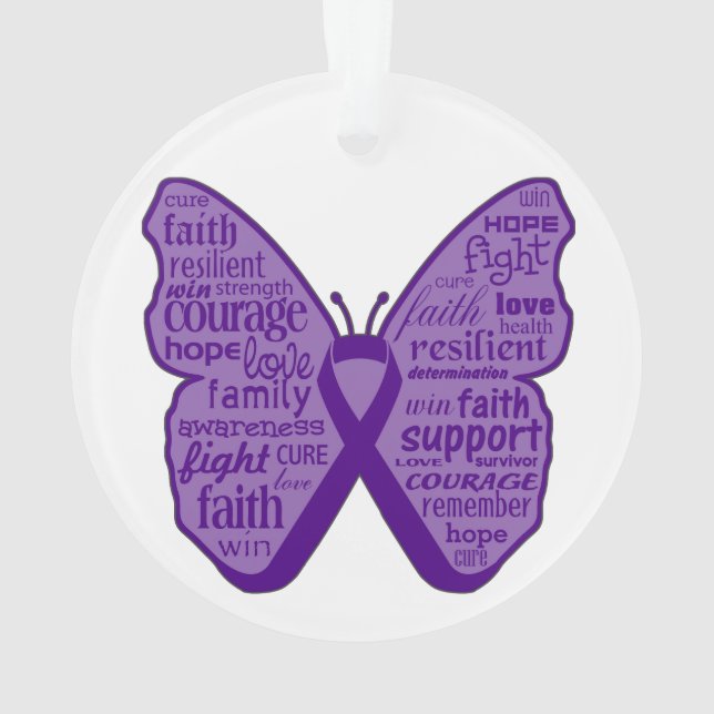 Cancer du pancréas Papillon Collage de mots (dos)