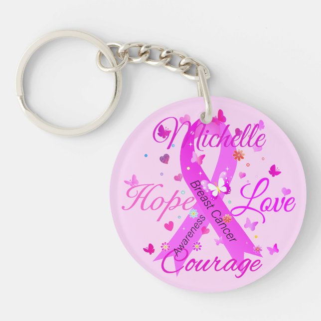 Cancer du sein Hope Love Courage Porte - clé (Devant)