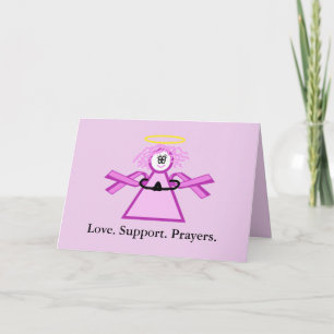 Cancer du sein priant la carte rose d'ange de