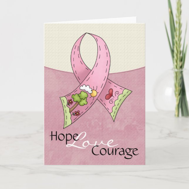 Cancer du sein rose ruban Hope Love Carte Courage (Devant)