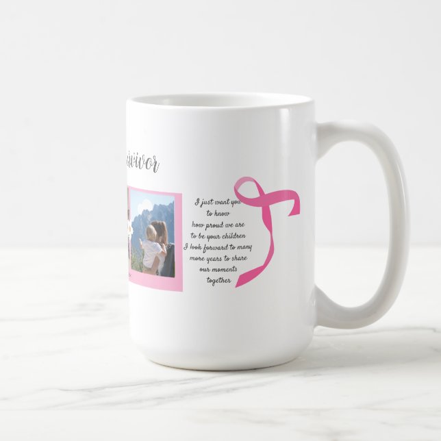 Cancer du sein Survivant Trois photos Collage Mug (Droite)