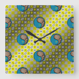 Cancer & Earth Monkey Square Wall Clock