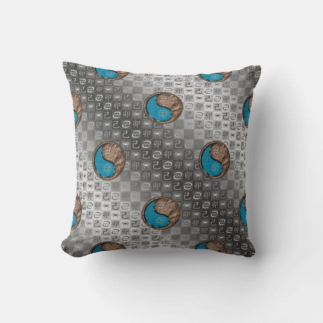 Cancer & Earth Rabbit Throw Pillow (Front)