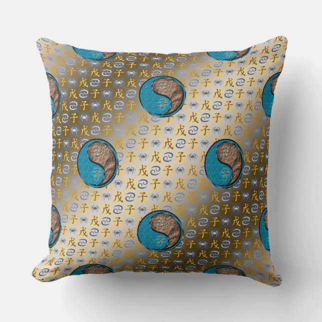 Cancer & Earth Rat Throw Pillow (Front)