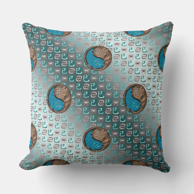 Cancer & Earth Snake Throw Pillow (Front)