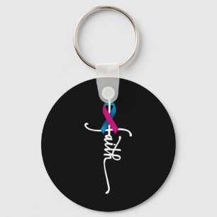 Cancer Faith Thyroid Cancer Awareness Support Keychain