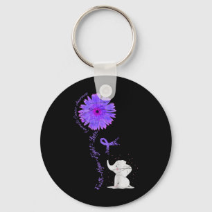 Cancer Fight Support Purple Ribbon Gift Pancreatic Keychain