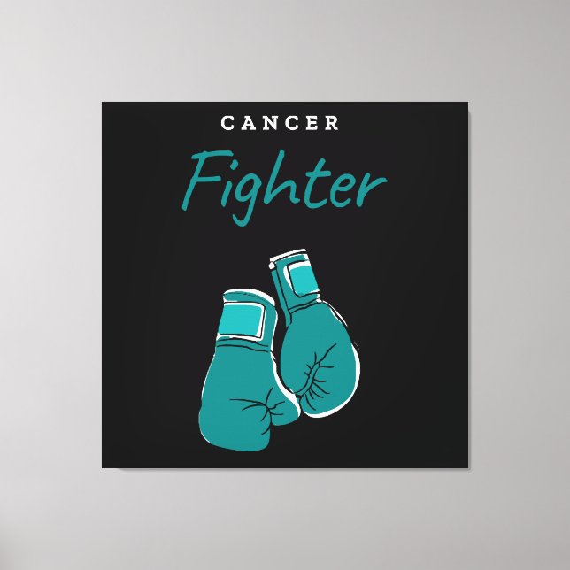 cancer fighter, teal canvas print (Front)