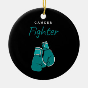 cancer fighter, teal ceramic ornament