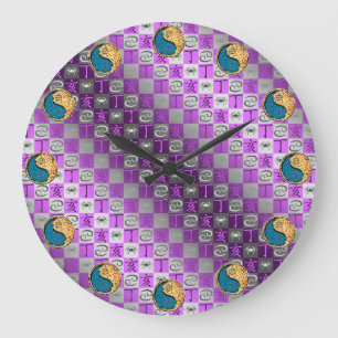 Cancer & Fire Boar Large Clock