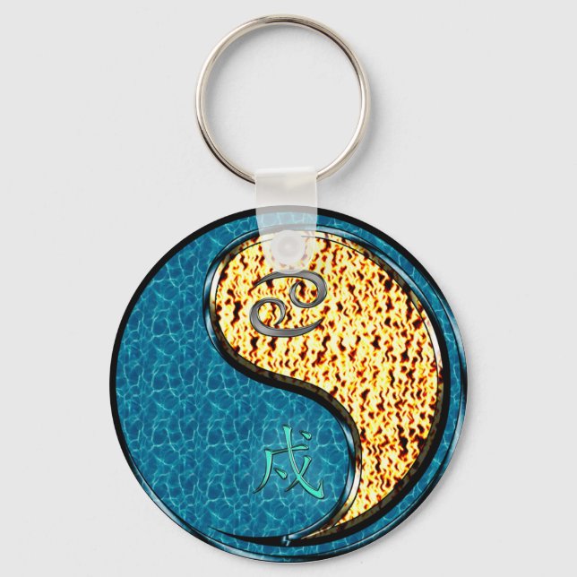 Cancer & Fire Dog Keychain (Front)